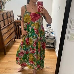 Floral Sleeveless Maxi Dress tiered dress size Large